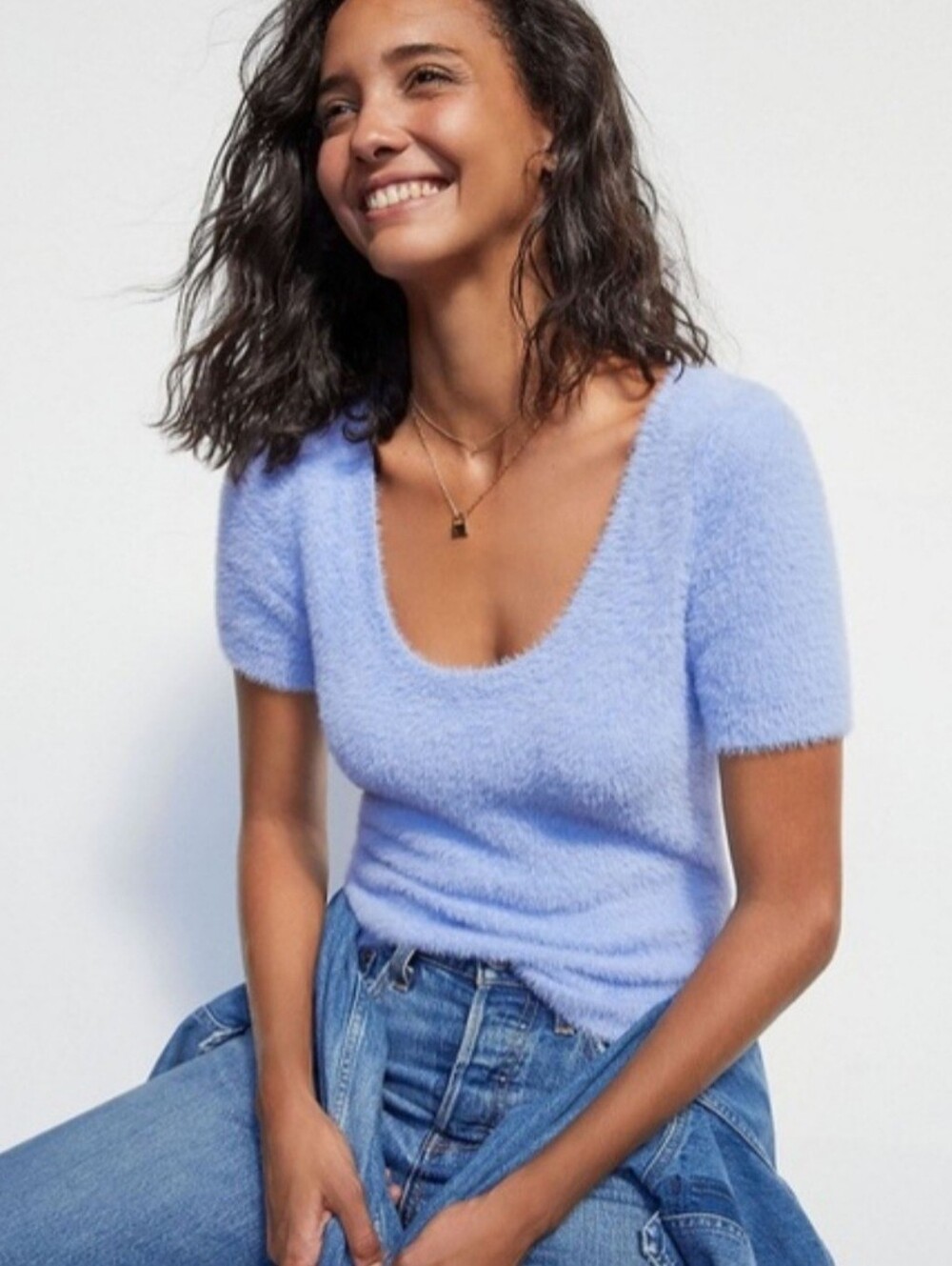 Maeve Anthropologie (140$) | Scoop-Neck Eyelash Sweater Tee, Size M